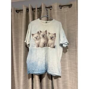 Vintage Style Cat Kitten Graphic Shirt 2XL Nineties Tie Dye Animal Tee Y2K 90s